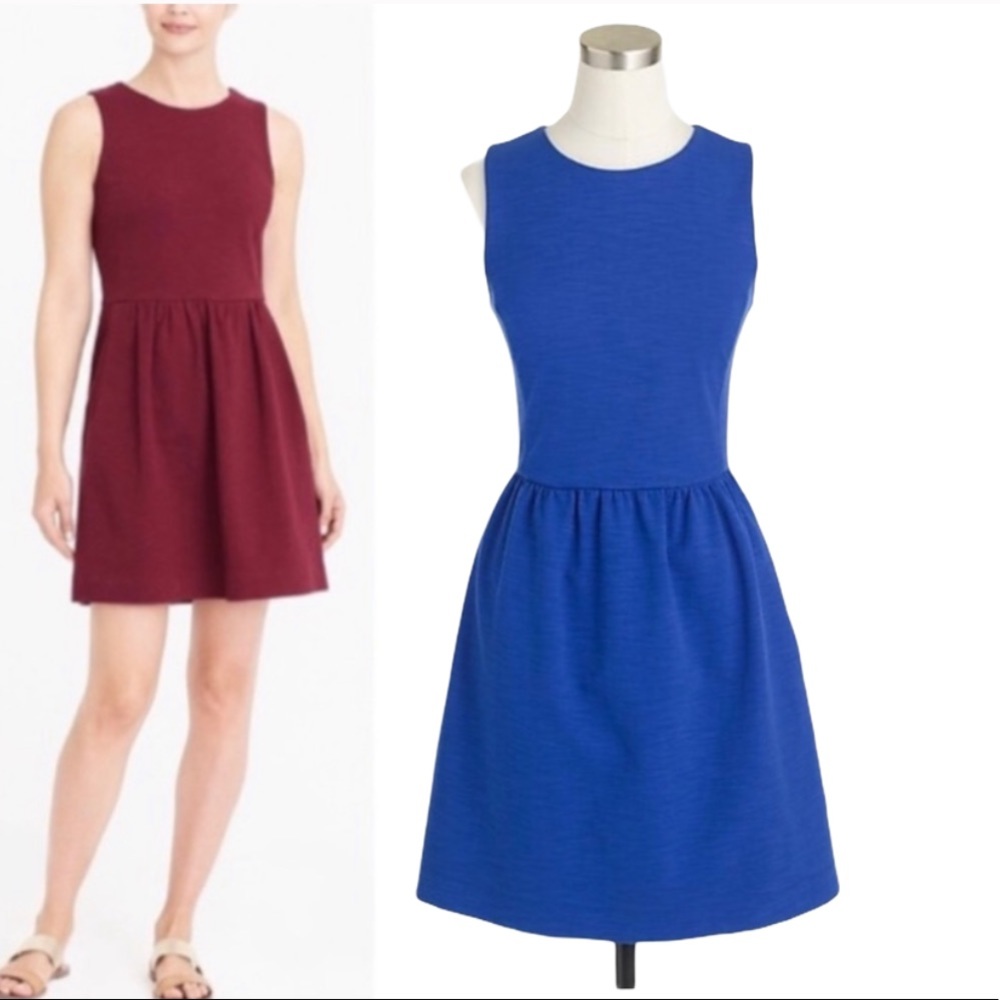 Jcrew fac  pleated high neck pockets blue dress: L